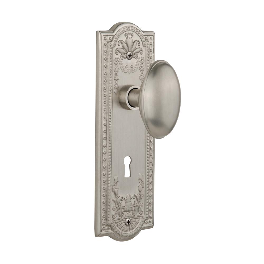 Nostalgic Warehouse MEAHOM Double Dummy Meadows Plate with Homestead Knob and Keyhole in Satin Nickel